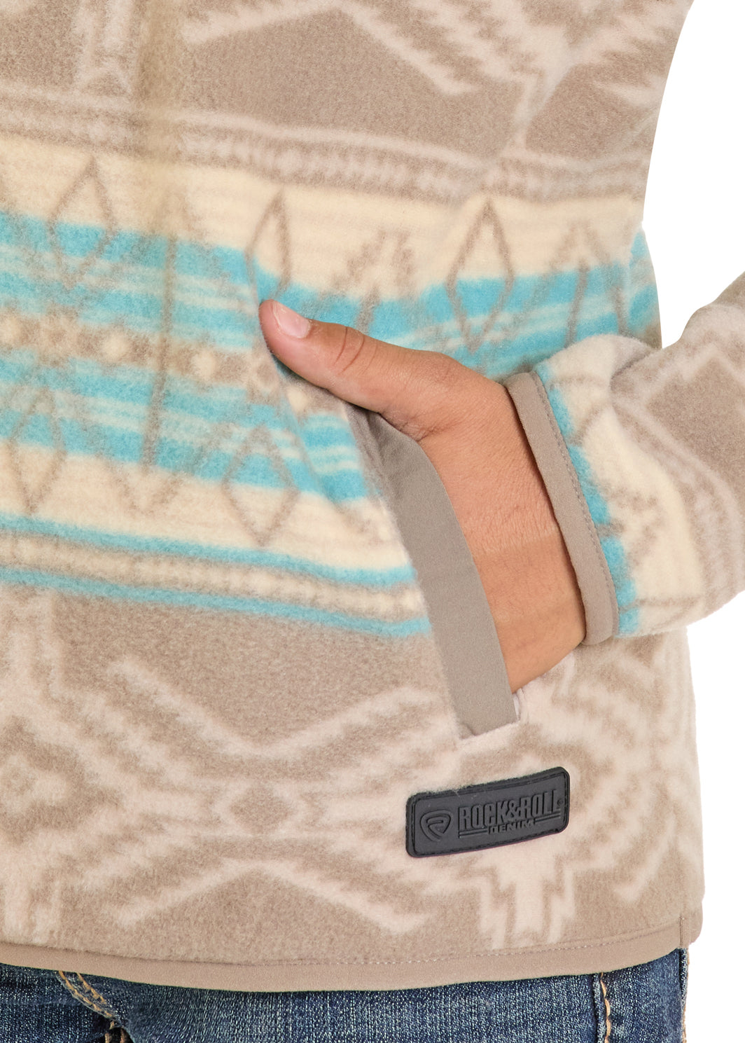 ROCK & ROLL BOYS AZTEC FLEECE PULLOVER TAUPE BB91T07720