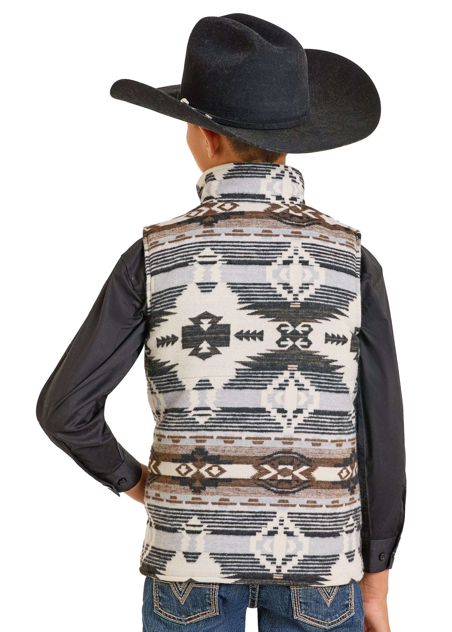 ROCK&ROLL DENNIM BOYS GREY VEST RR AZTEC VEST BB98C06716 Laherradurawwnc.com