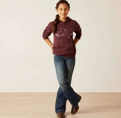 ARIAT GIRLS EMBROIDERED FLORAL HOOD CLOVE BROWN 10047170 Laherradurawwnc.com