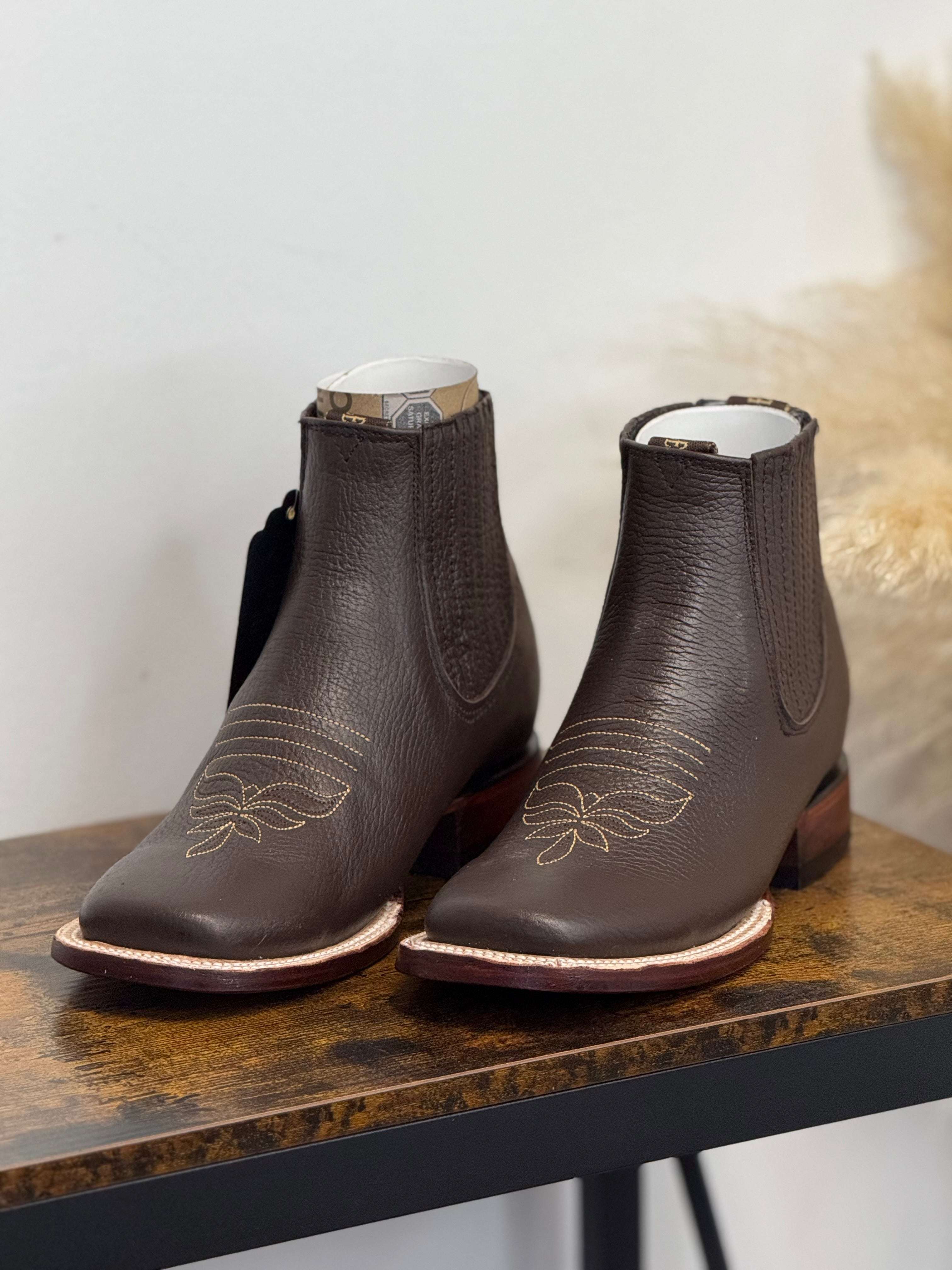 WOMENS LOS ANGELES SHORT BOOT GRISLY CAFE SQUARE TOE 202707 Laherradurawwnc.com