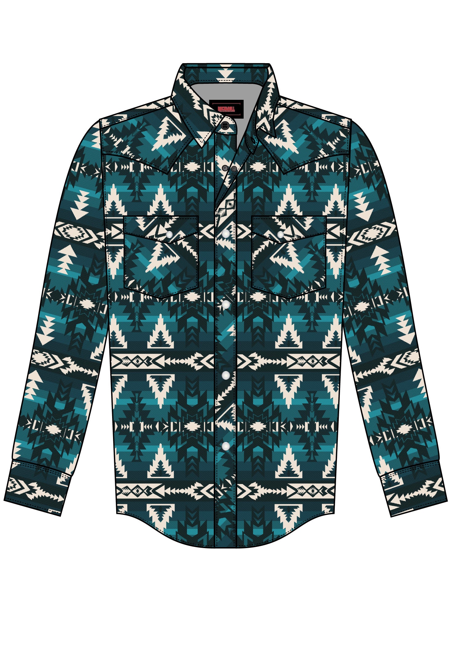 ROCK&ROLL KIDS RR AZTEC PRINT LS SNAP CARIBBEAN BBN2S07151