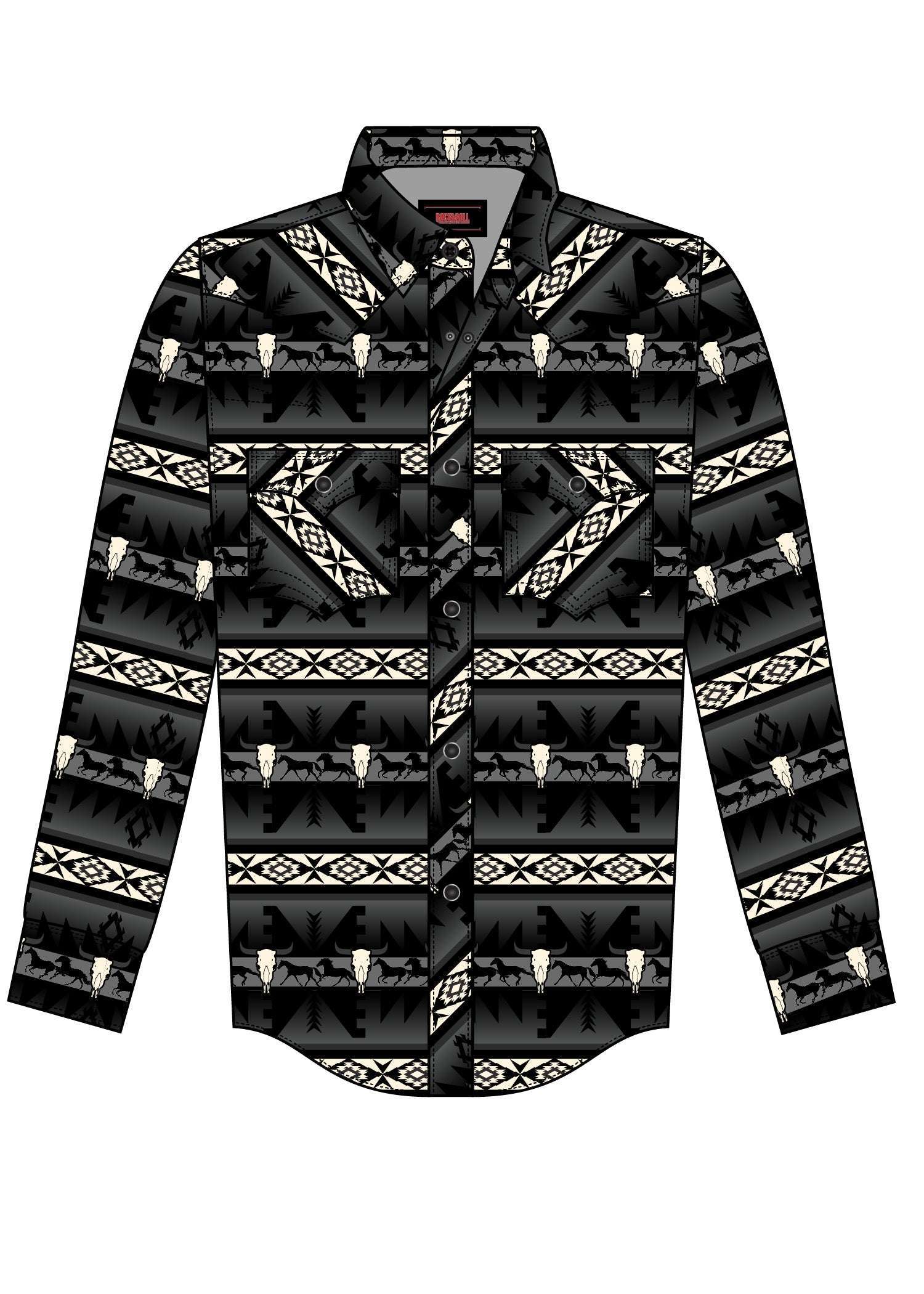 ROCK&ROLL KIDS NOVELTY PRINT LS SNAP BLACK BBN2S07159 Laherradurawwnc.com