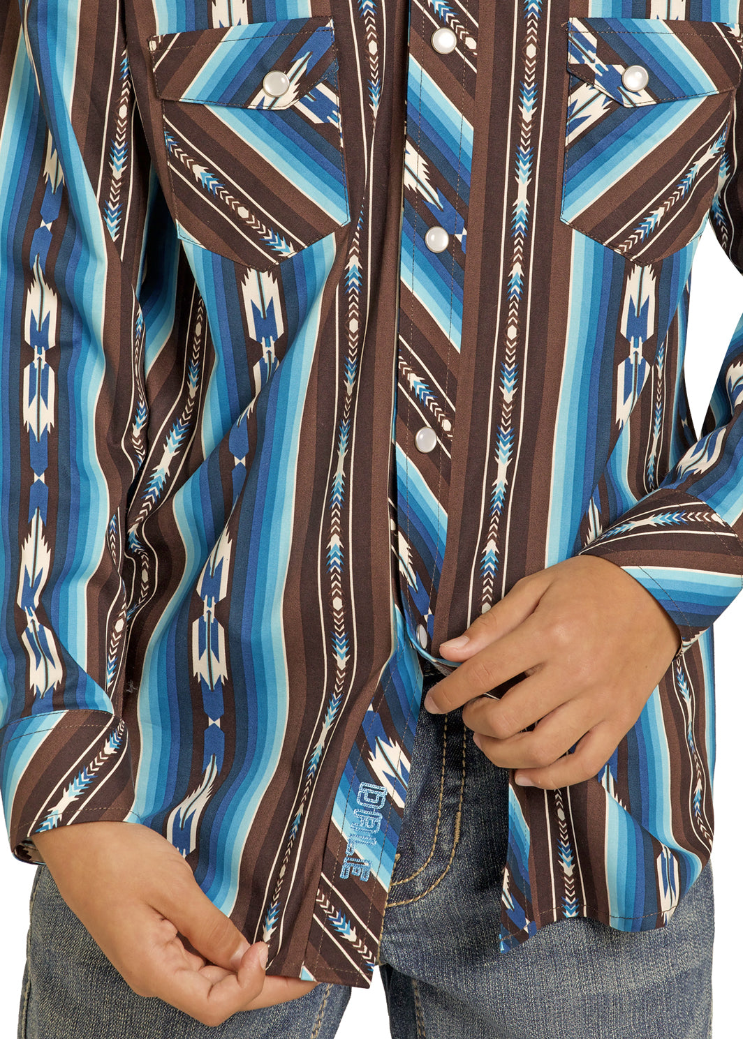 ROCK&ROLL KIDS RR STRIPE PRINTED LS TEAL BBN2S07649