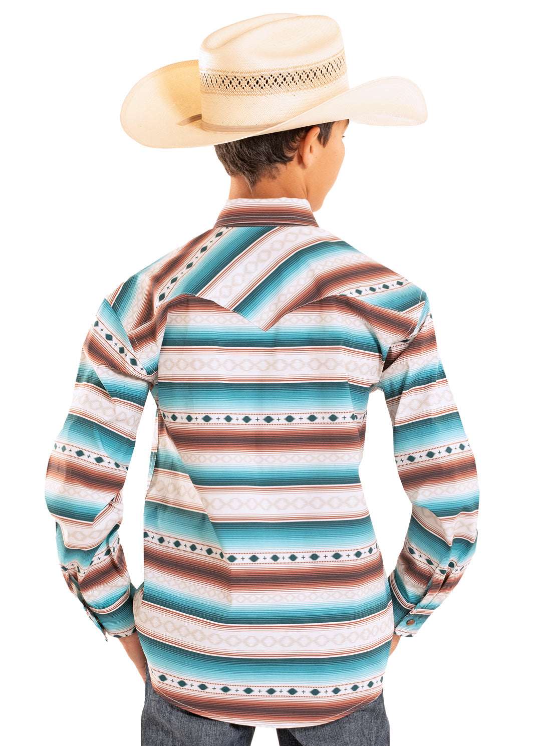 ROCK&ROLL KIDS DARK BROWN- BLUE AZTEC RR SERAPE STRIPE BBN2S08317 Laherradurawwnc.com