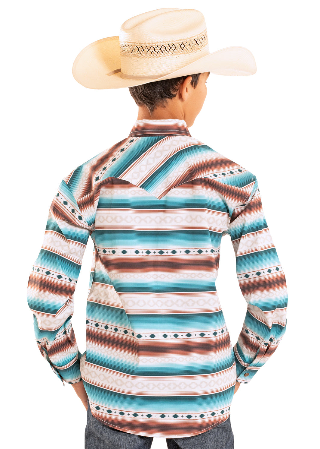 ROCK&ROLL KIDS DARK BROWN- BLUE AZTEC RR SERAPE STRIPE BBN2S08317