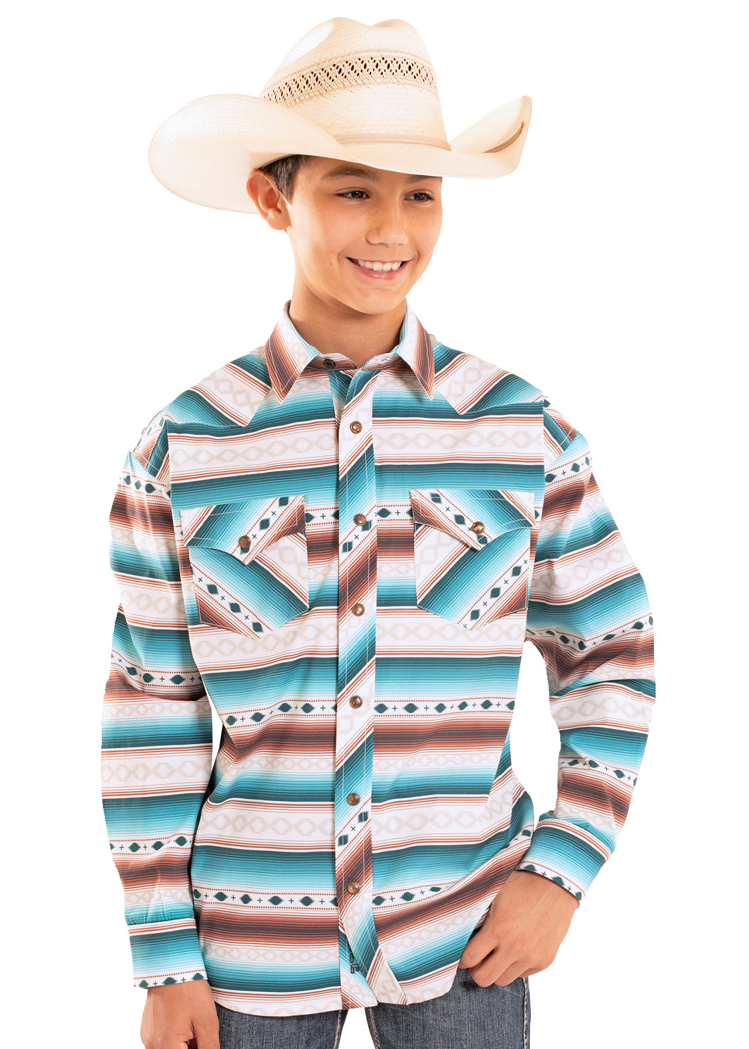 ROCK&ROLL KIDS DARK BROWN- BLUE AZTEC RR SERAPE STRIPE BBN2S08317