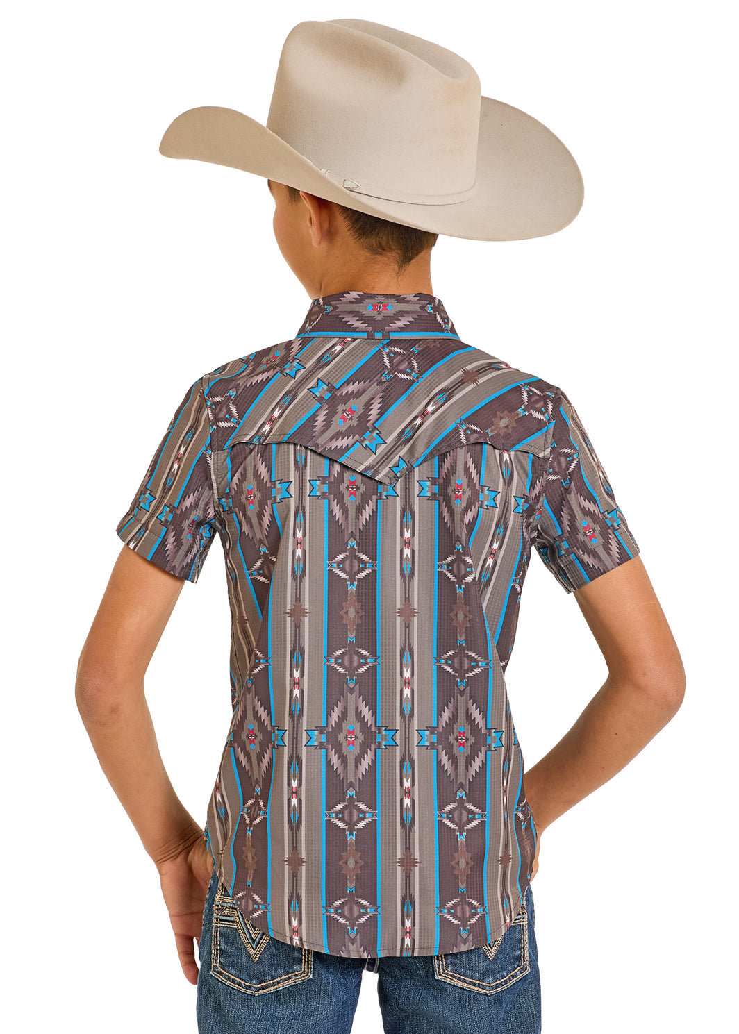 ROCK&ROLL TEK SS BOYS AZTEC PRINT BROWN BBN3S07661 Laherradurawwnc.com