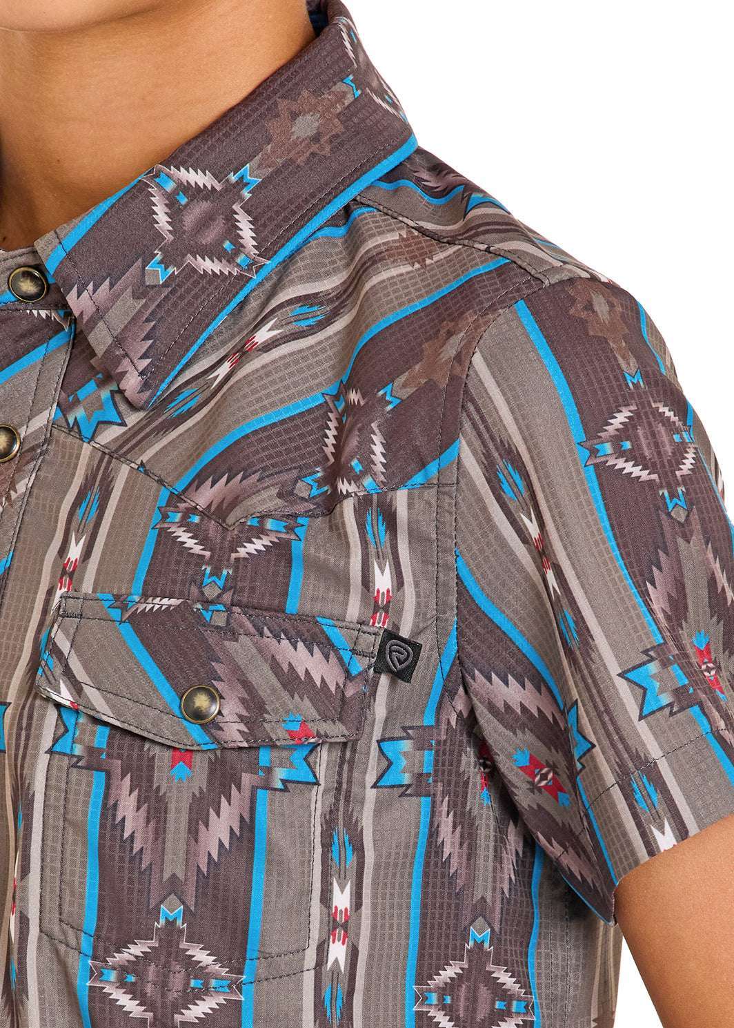 ROCK&ROLL TEK SS BOYS AZTEC PRINT BROWN BBN3S07661 Laherradurawwnc.com
