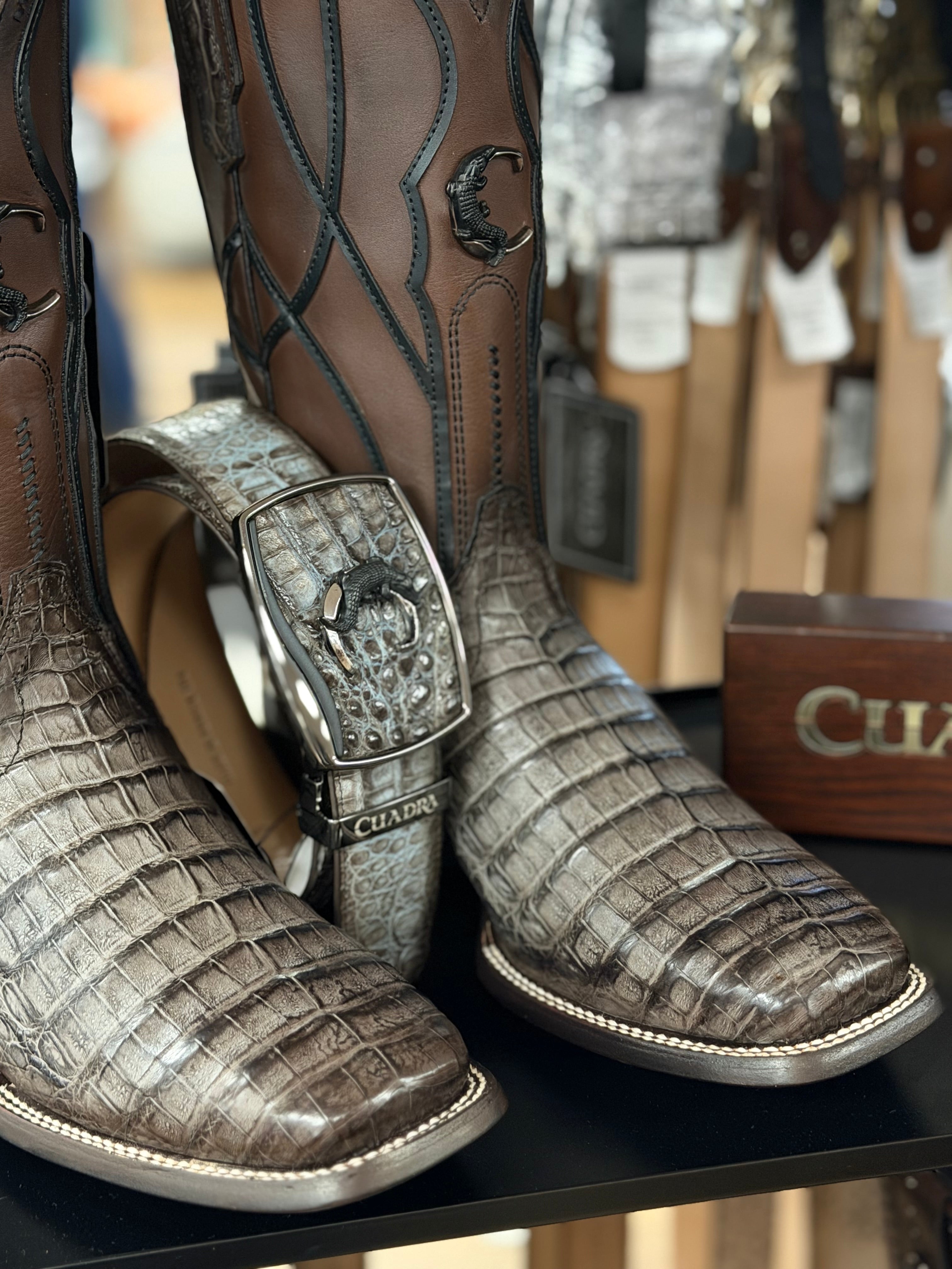 CUADRA BOOTS FUSCUS LOMO BELLY STRAUSS GRIS SQUARE TOE CC353