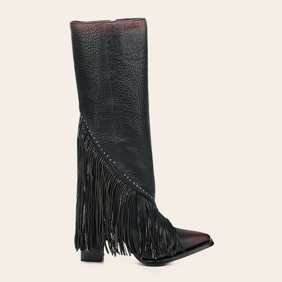 WOMEN’S CUADRA TALL BOOT RES CASTELLO NEGRO FRINGE POINTED TOE CC248 Laherradurawwnc.com
