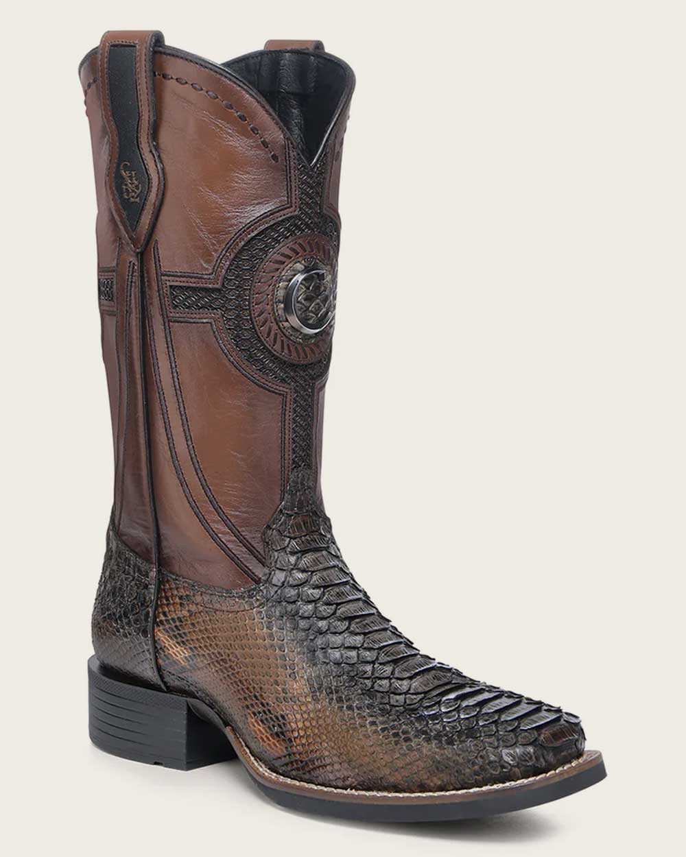 CUADRA BOOT PYTHON MAVERICK/CAFE EMBROIDERY & LASER WOVEN SQUARE TOE CU978