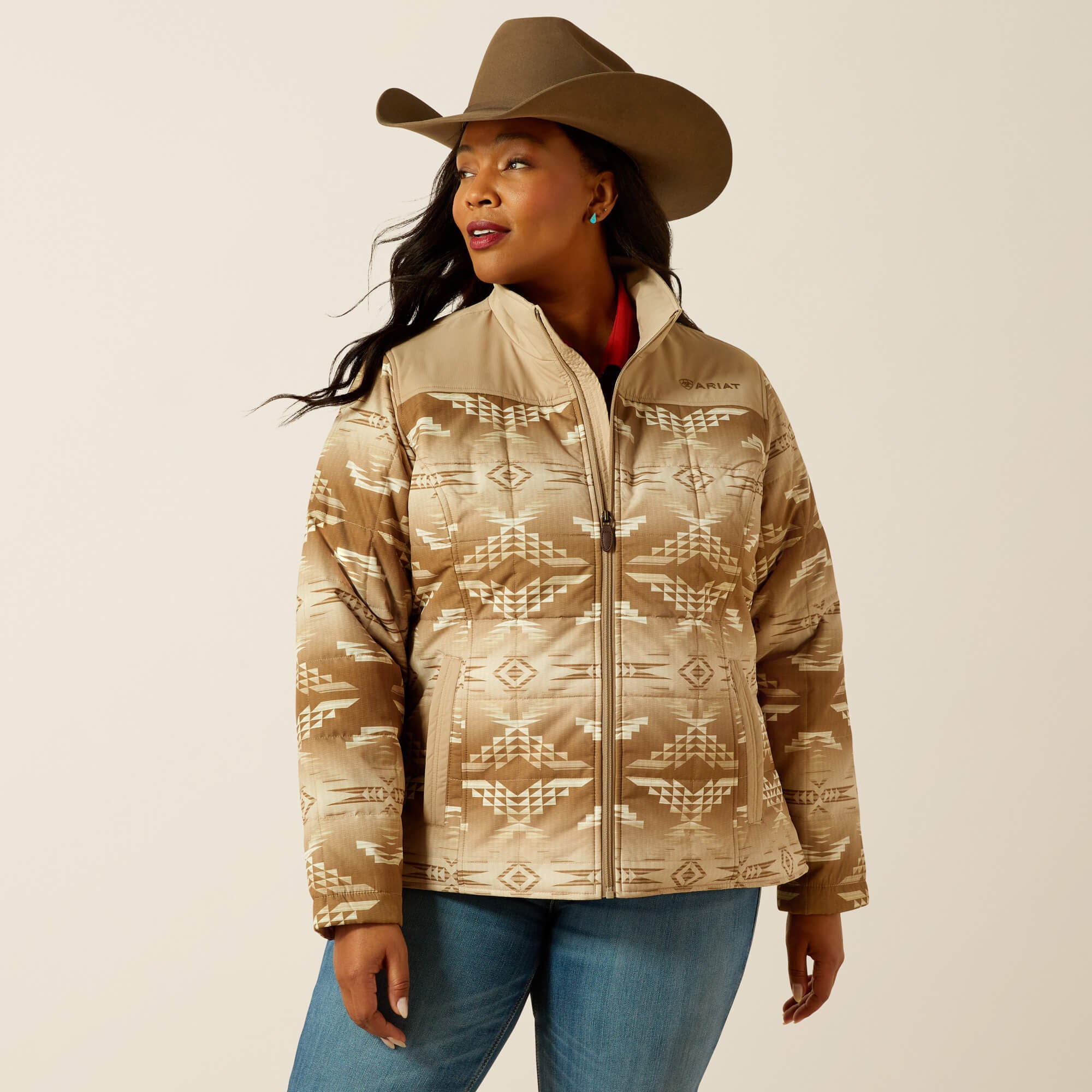 ARIAT WOMENS CRUIS INS SAVANNAH TAN DUNE PRINT JACKET 10062550