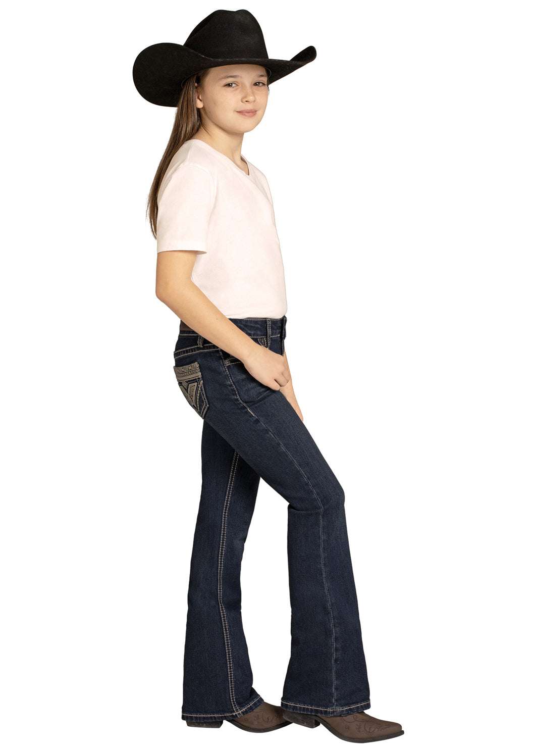 ROCK&ROLL GIRLS AZTEC EMB BOOTCUT DARK WASH JEANS-BG4MD08058 Laherradurawwnc.com