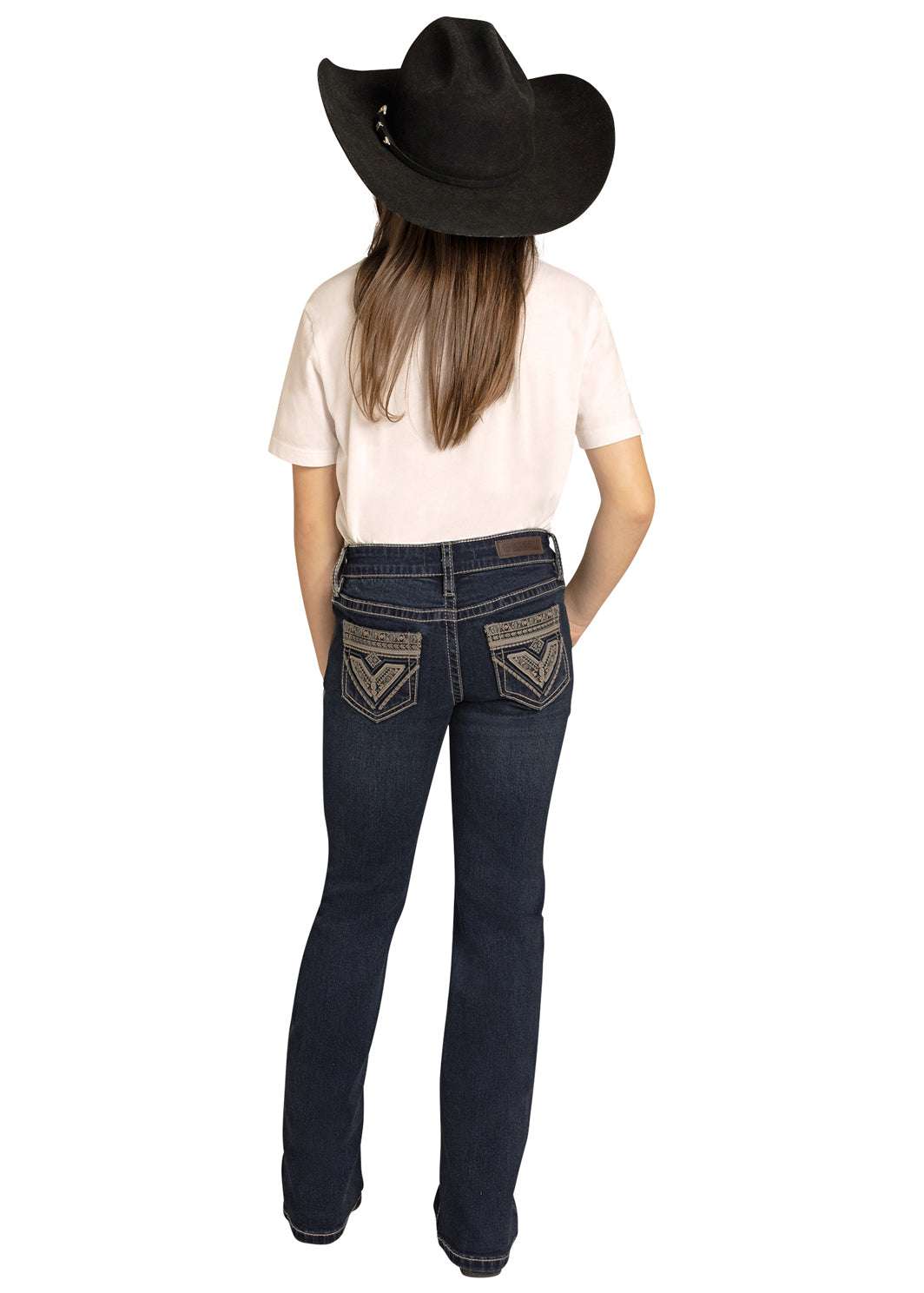 ROCK&ROLL GIRLS AZTEC EMB BOOTCUT DARK WASH JEANS-BG4MD08058 Laherradurawwnc.com