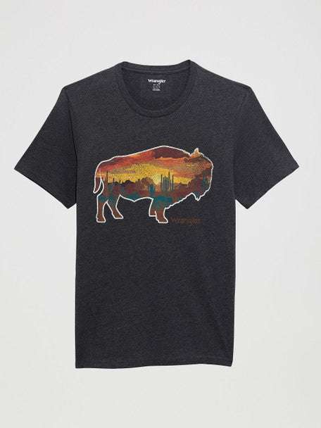 WRANGLER MEN T-SHIRT GRAY BUFFALO GRAPHIC DESERT 112372865 Laherradurawwnc.com