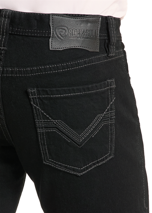 ROCK&ROLL MENS BLACK DOUBLE BARREL STRAIGHT BOOTCUT RELAXED FIT -BM0SD02484