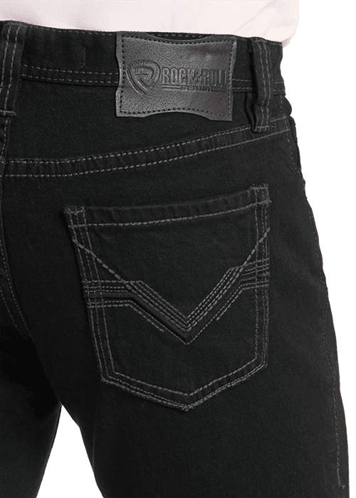 ROCK&ROLL MENS BLACK DOUBLE BARREL STRAIGHT BOOTCUT RELAXED FIT -BM0SD02484 Laherradurawwnc.com