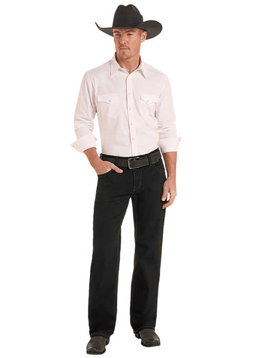 ROCK&ROLL HOMBRE NEGRO DOBLE BARRIL RECTO CORTE DE BOTA AJUSTE RELAX -BM0SD02484