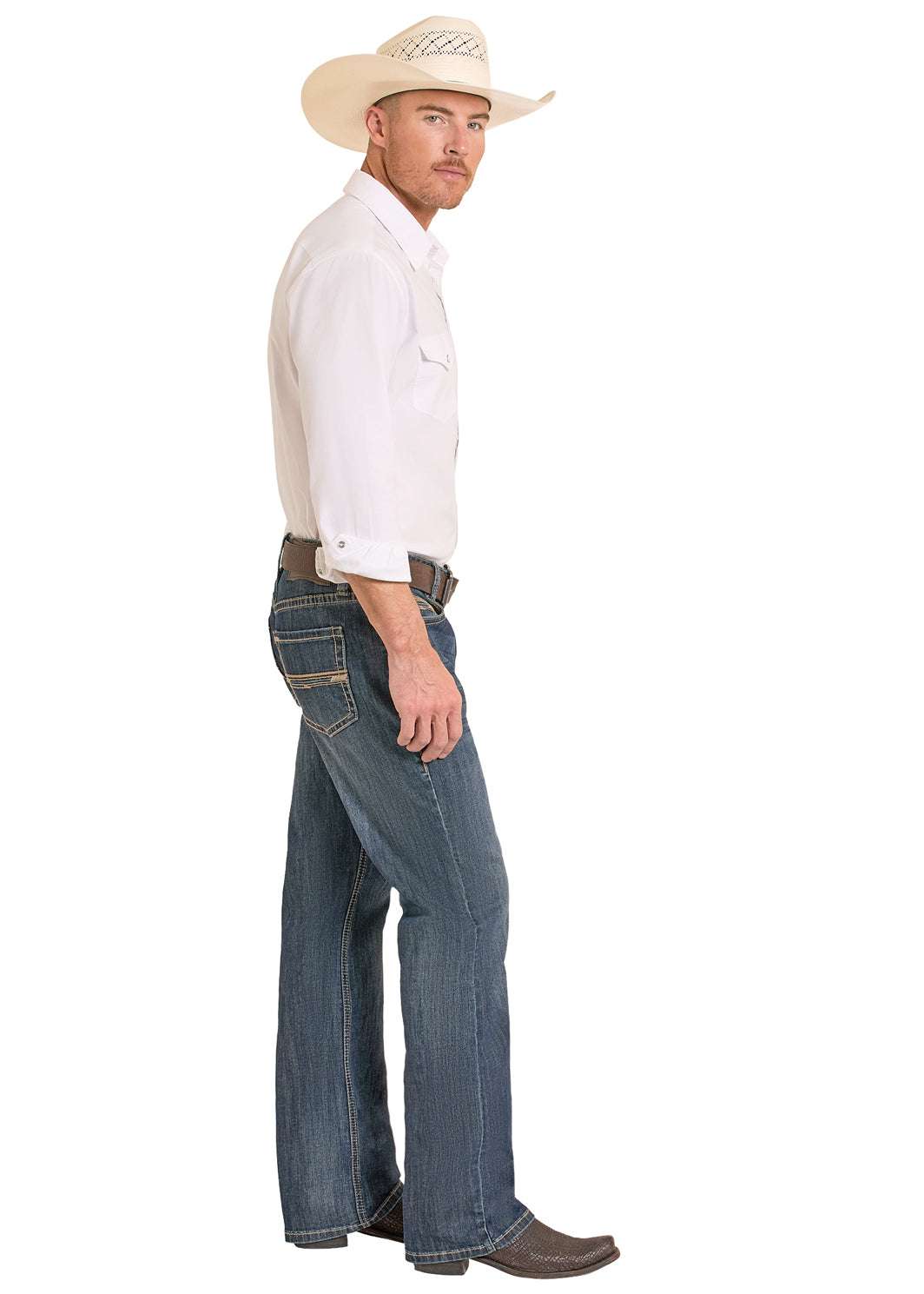 ROCK&ROLL MENS DOUBLE BARREL STRAIGHT BOOTCUT MEDIUM WASH -RELAXED FIT BM0SD08574 Laherradurawwnc.com