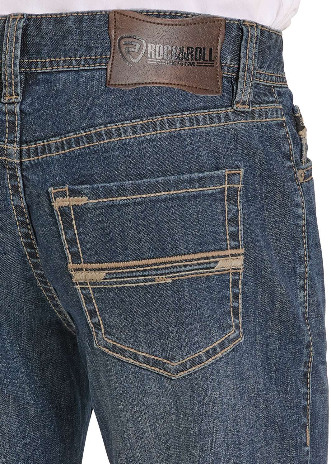 ROCK&ROLL MENS DOUBLE BARREL STRAIGHT BOOTCUT MEDIUM WASH -RELAXED FIT BM0SD08574 Laherradurawwnc.com
