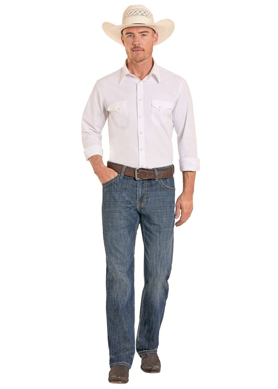 ROCK&ROLL MENS DOUBLE BARREL STRAIGHT BOOTCUT MEDIUM WASH -RELAXED FIT BM0SD08574 Laherradurawwnc.com