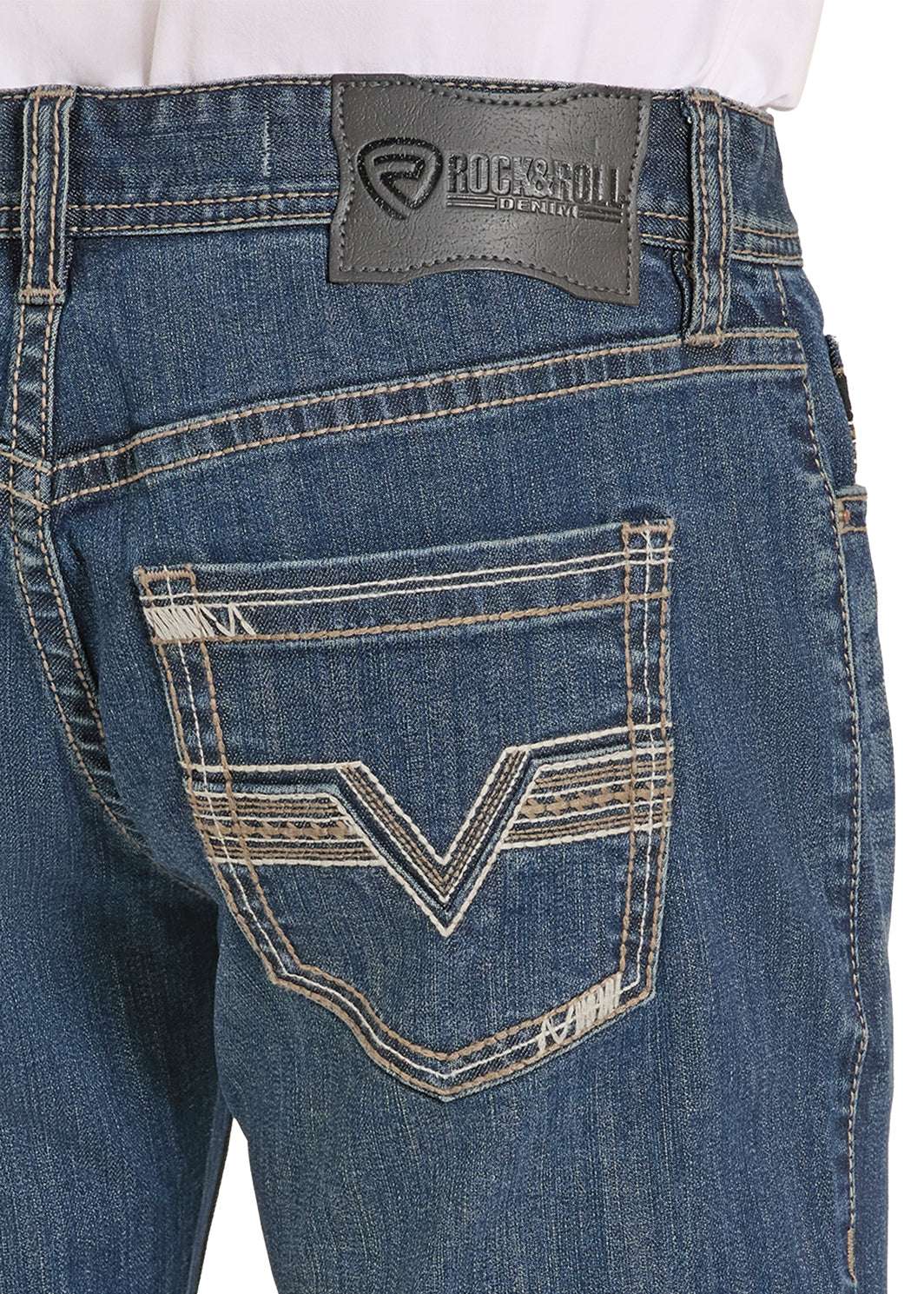 ROCK&ROLL JEANS MENS DARK VINTAGE PISTOL STRAIGHT BOOTCUT - BM1PD08580 Laherradurawwnc.com