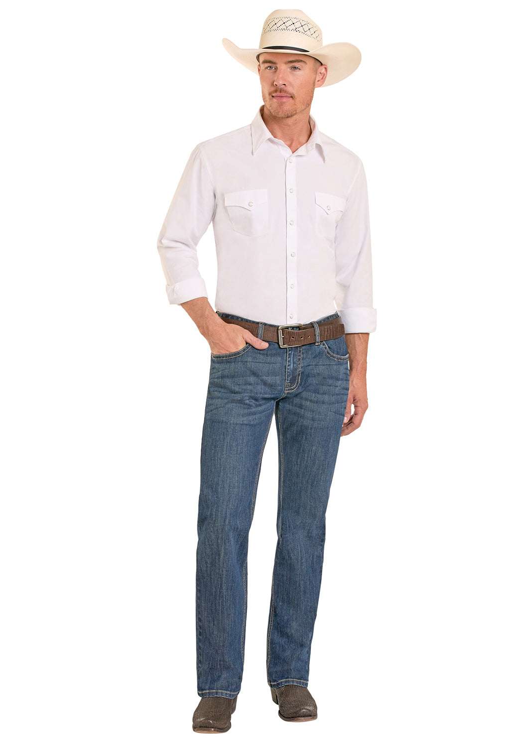 ROCK&ROLL JEANS MENS DARK VINTAGE PISTOL STRAIGHT BOOTCUT - BM1PD08580 Laherradurawwnc.com