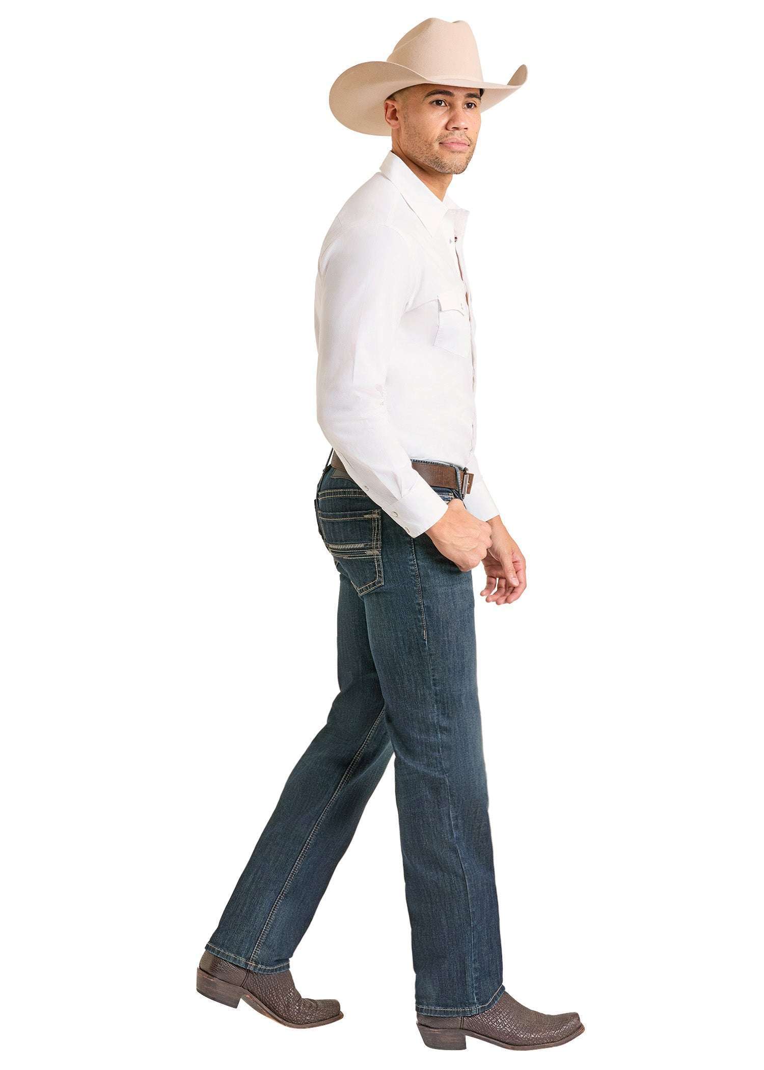 ROCK&ROLL MEN JEANS DARK VINTAGE SLIM FIT STRAIGHT STRAIGHT JEANS BM1RD07367 Laherradurawwnc.com