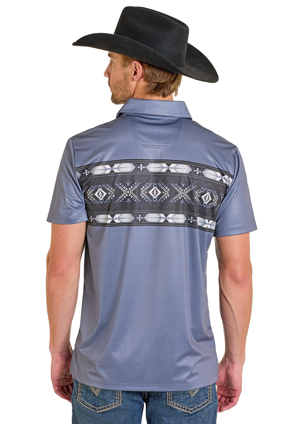 ROCK&ROLL SHIRT DARK GREY PRINTED BORDER POLO BM51T07681 Laherradurawwnc.com