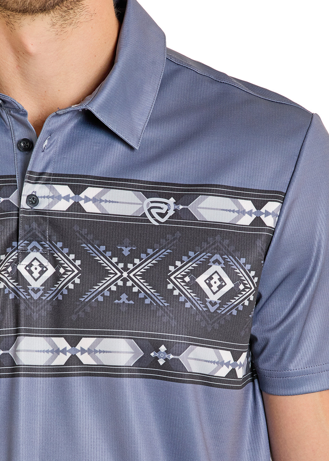 ROCK&ROLL SHIRT DARK GREY PRINTED BORDER POLO BM51T07681 Laherradurawwnc.com