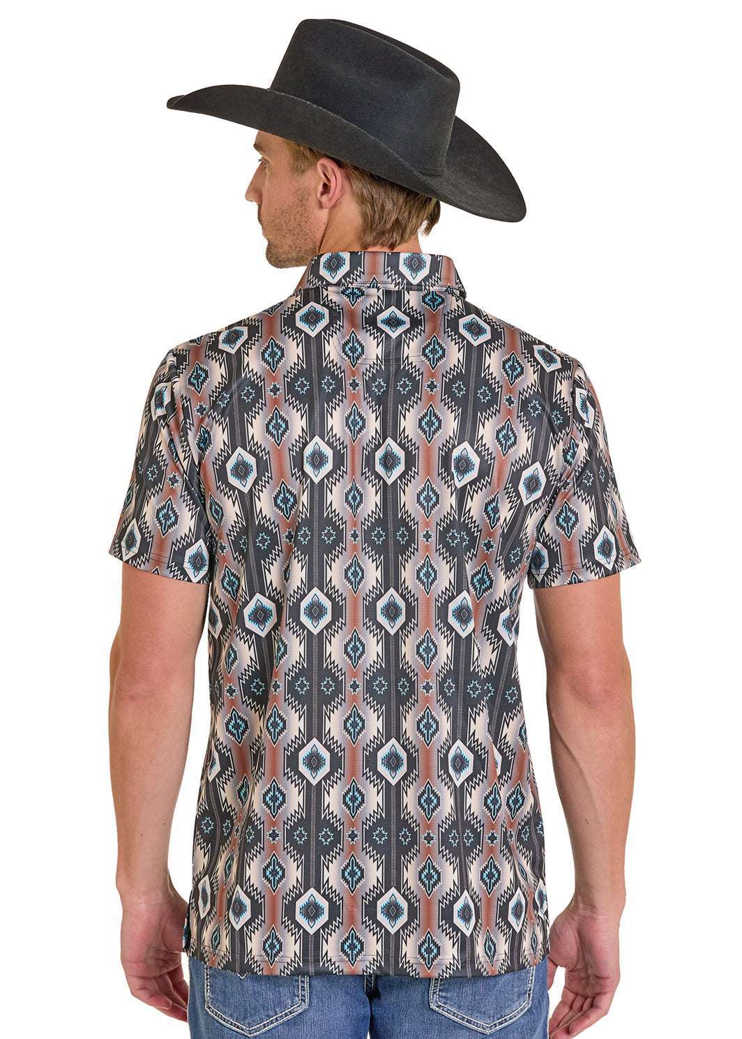 ROCK&ROLL SHIRT ORANGE AZTEC PRINTED POLO BM51T07684 Laherradurawwnc.com