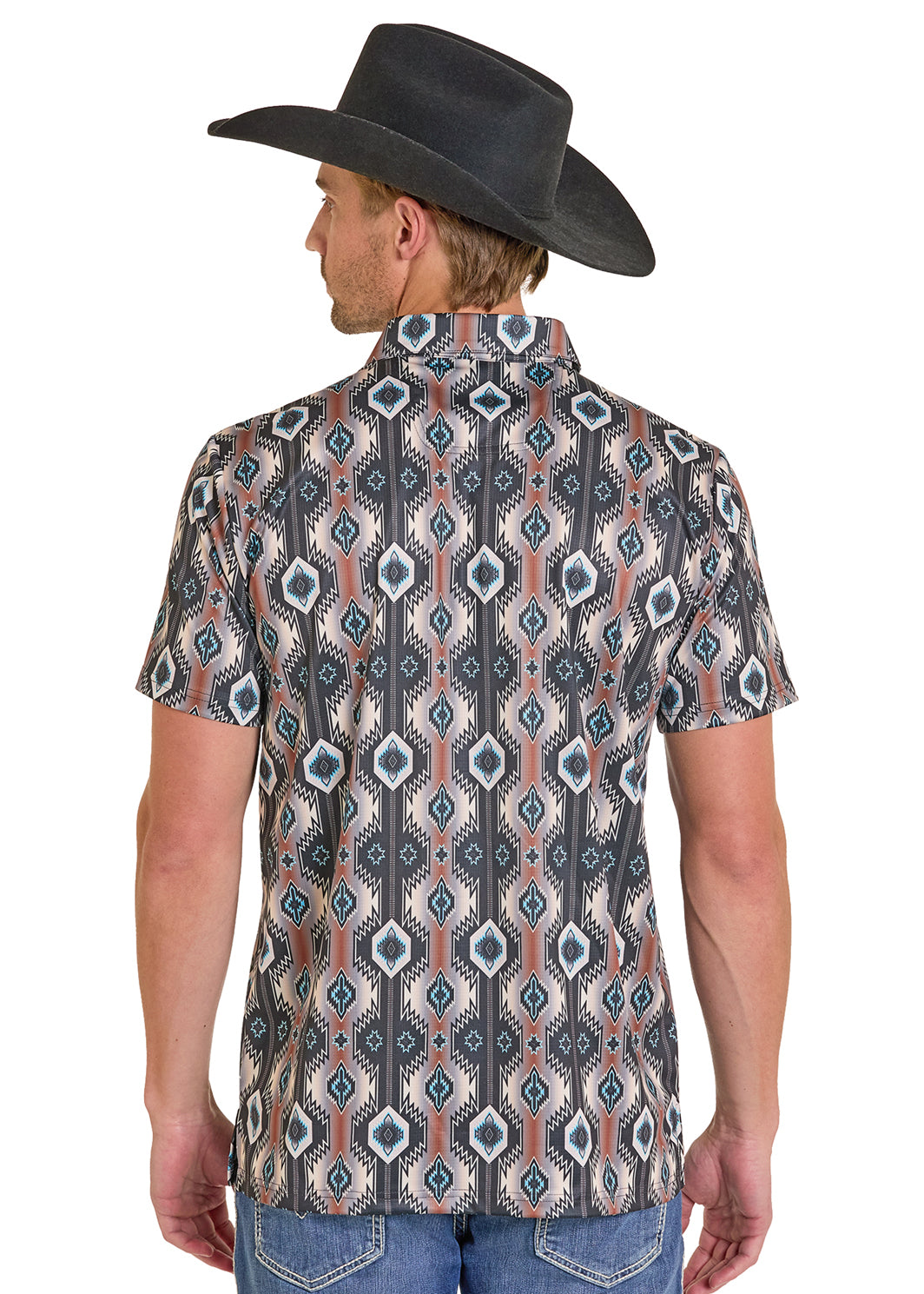 ROCK&ROLL SHIRT ORANGE AZTEC PRINTED POLO BM51T07684