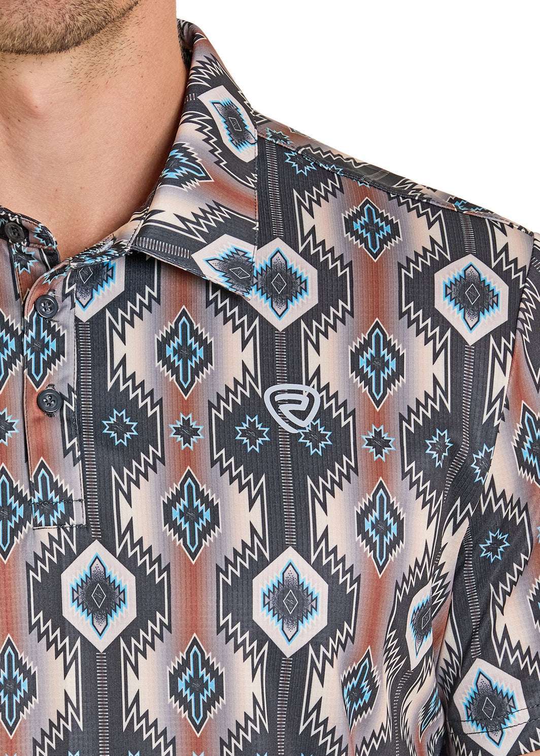 ROCK&ROLL SHIRT ORANGE AZTEC PRINTED POLO BM51T07684 Laherradurawwnc.com