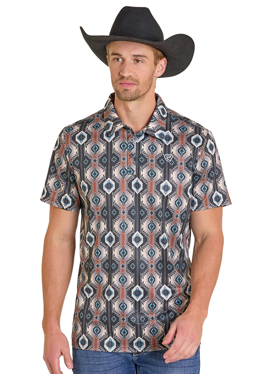 ROCK&ROLL SHIRT ORANGE AZTEC PRINTED POLO BM51T07684