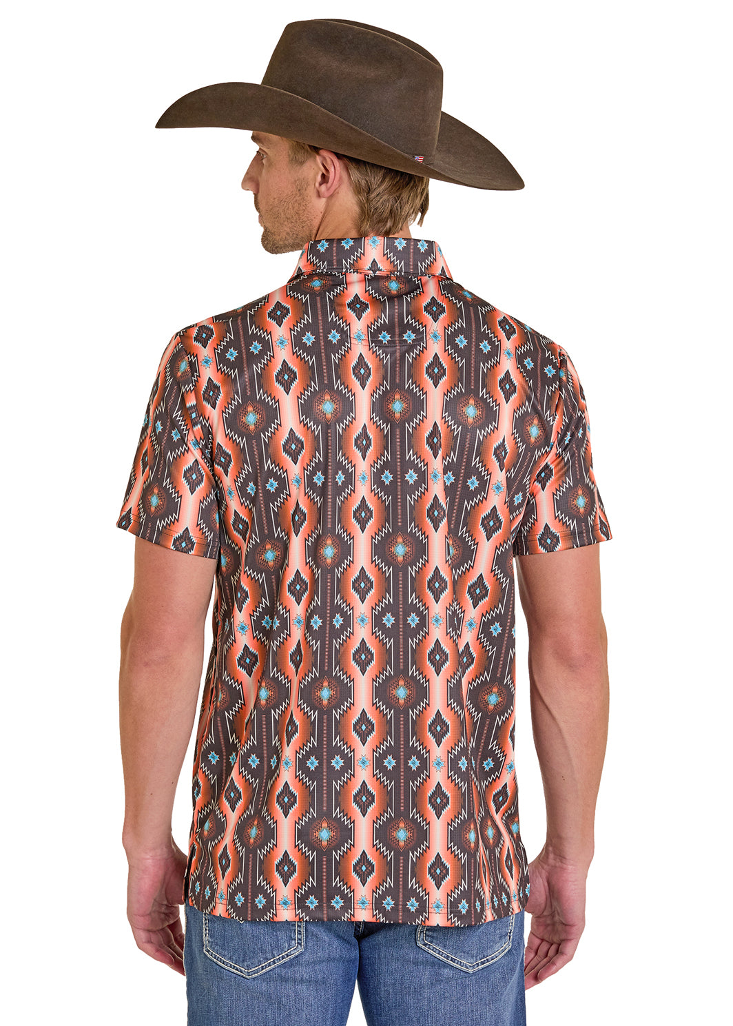 ROCK&ROLL SHIRT ORANGE AZTEC PRINTED POLO BM51T07686