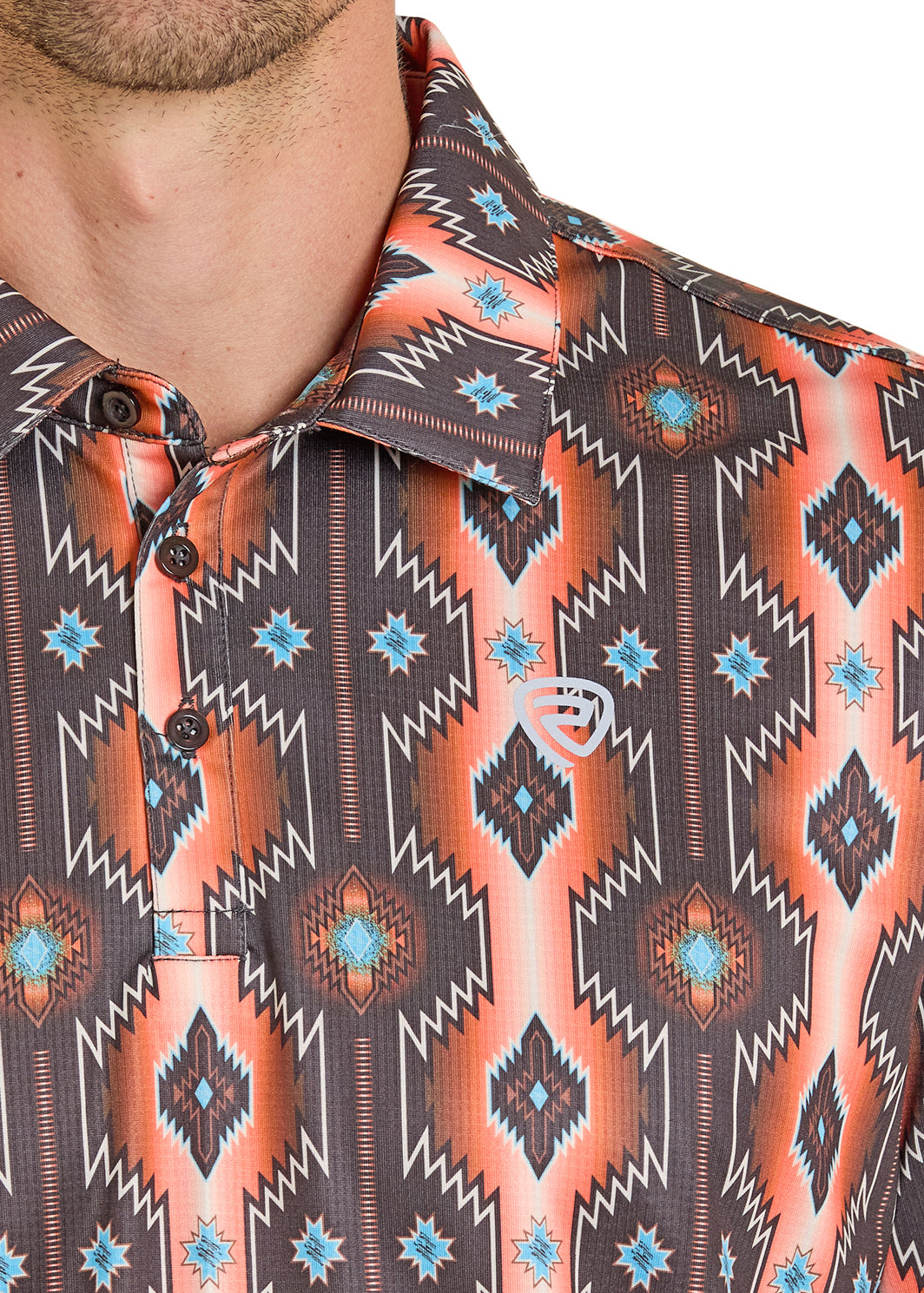 ROCK&ROLL SHIRT ORANGE AZTEC PRINTED POLO BM51T07686