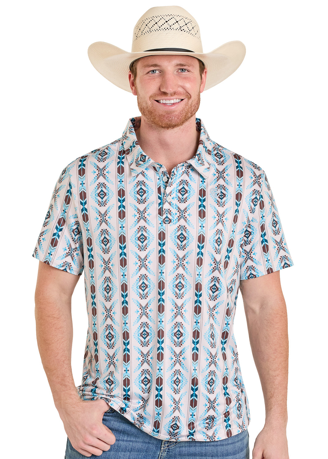 ROCK&ROLL AZTEC POLO SHIRT TURQUOISE - BM51T08339