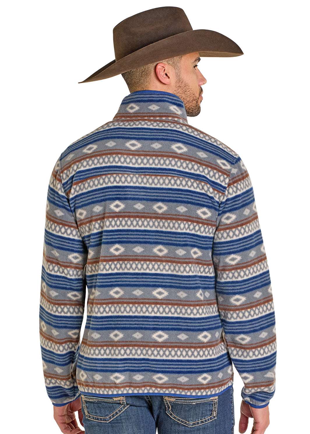 ROCK & ROLL MEN AZTEC FLEECE GREY PULLOVER BM91T07719 Laherradurawwnc.com