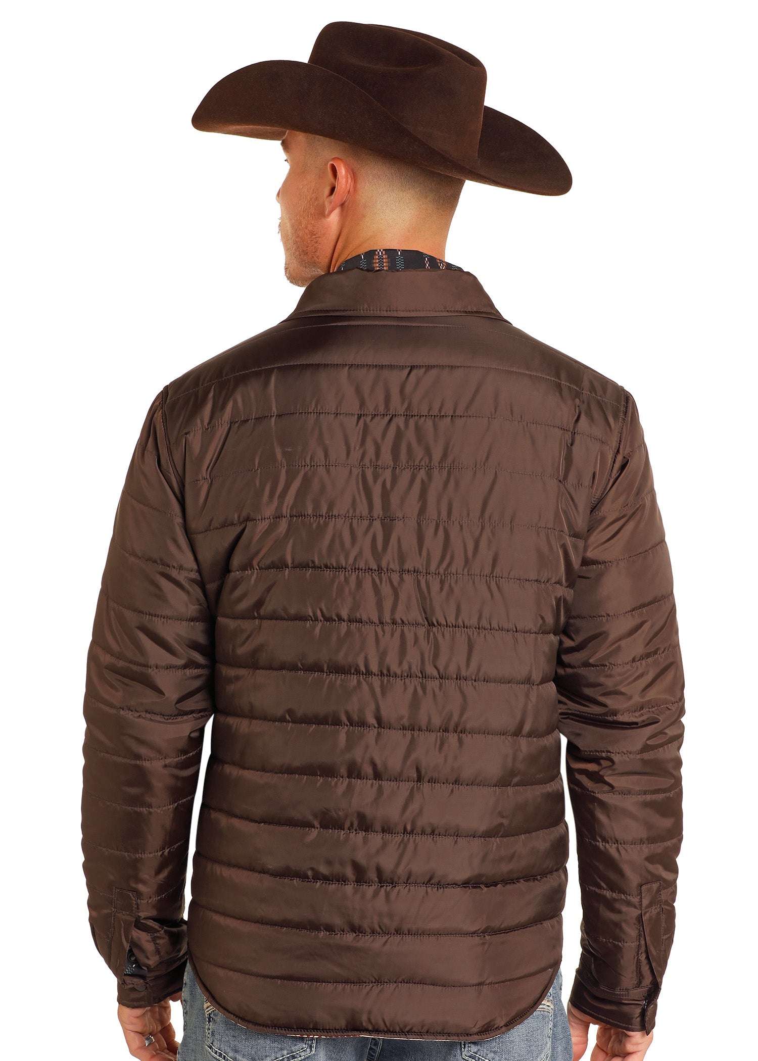 ROCK&ROLL MENS DARK BROWN PUFFER JACKET BM92C04343 Laherradurawwnc.com
