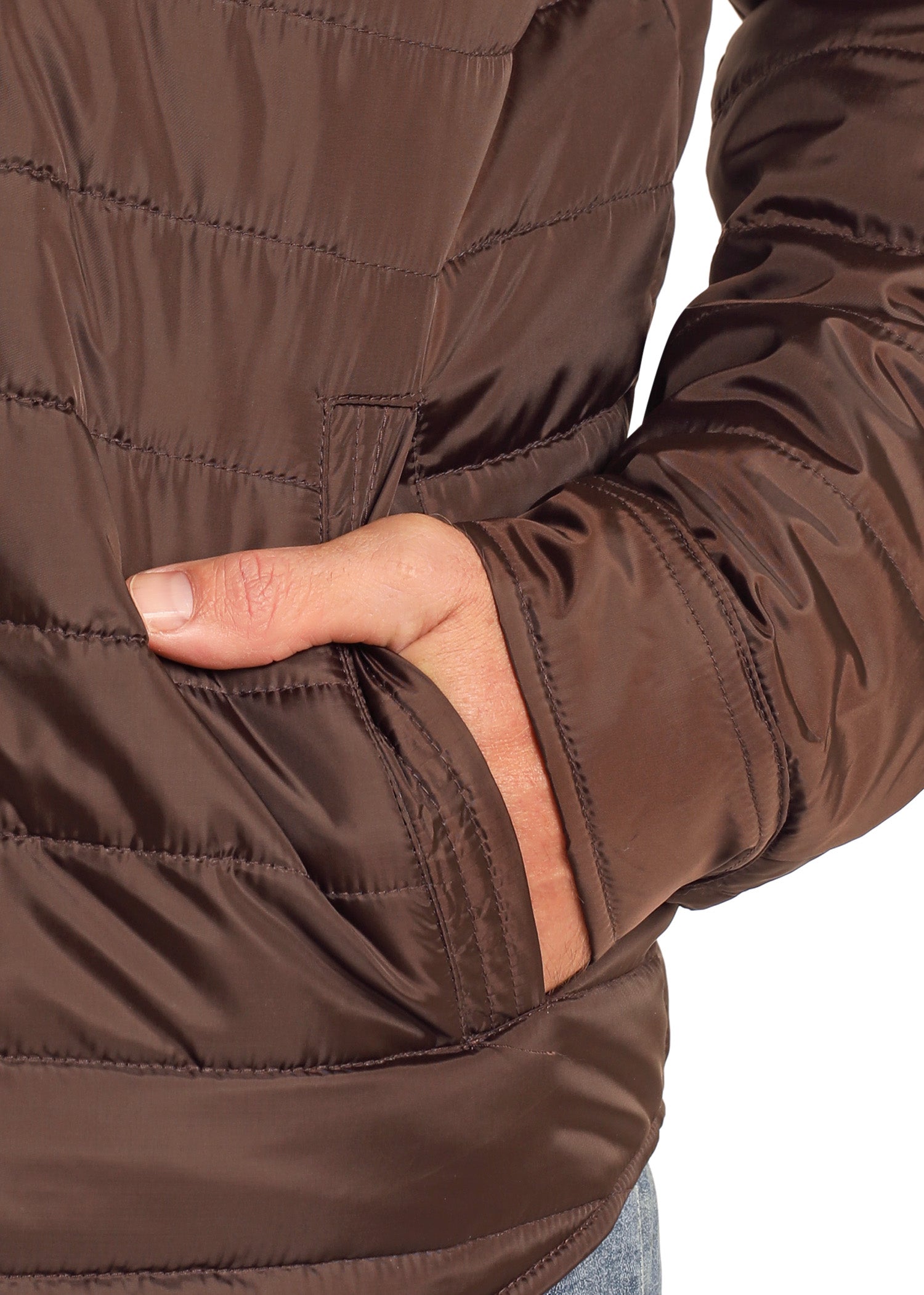 ROCK&ROLL MENS DARK BROWN PUFFER JACKET BM92C04343