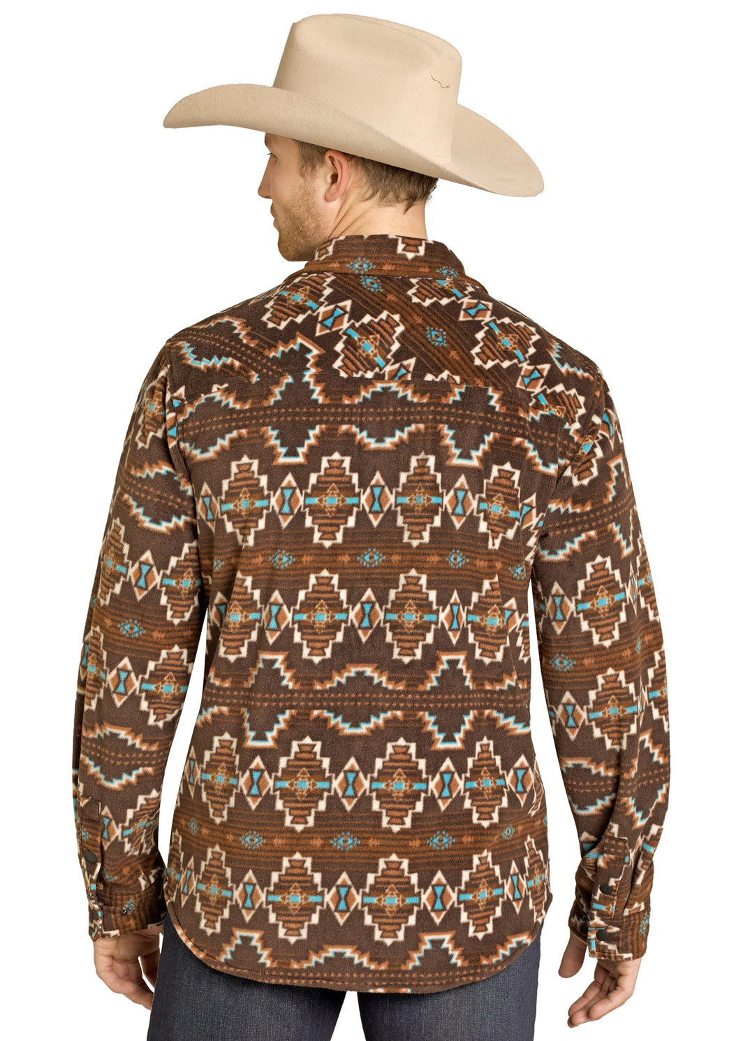 ROCK & ROLL AZTEC FLEECE SHACKET DARK BROWN BM92T07723
