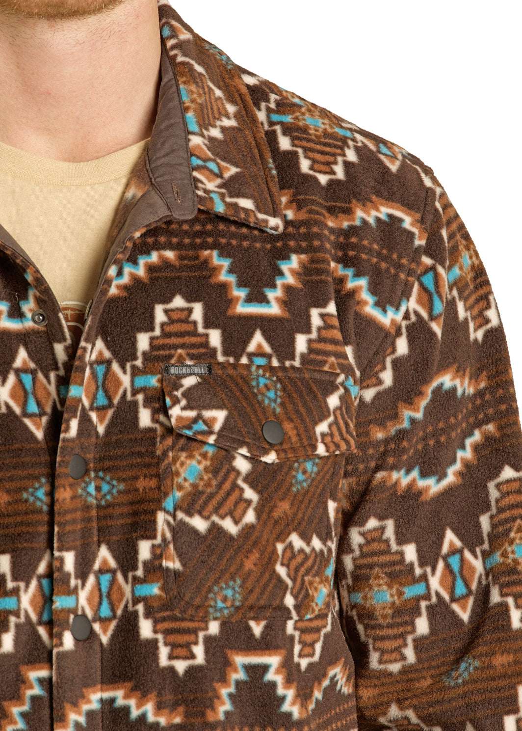 ROCK & ROLL AZTEC FLEECE SHACKET DARK BROWN BM92T07723 Laherradurawwnc.com