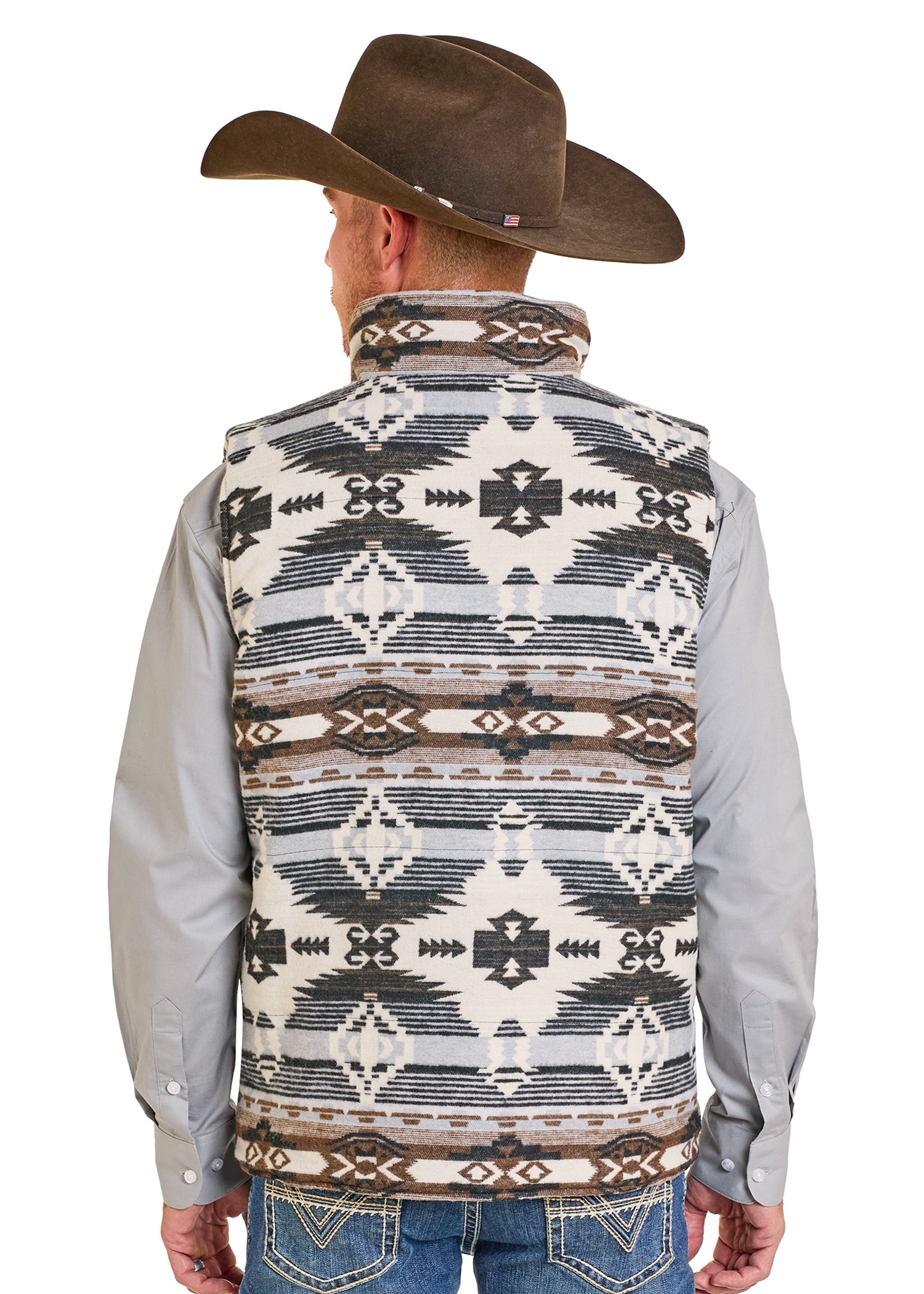 ROCK&ROLL MENS GREY MEN RRJAC AZTEC REVERSIBLE VEST BM98C06716