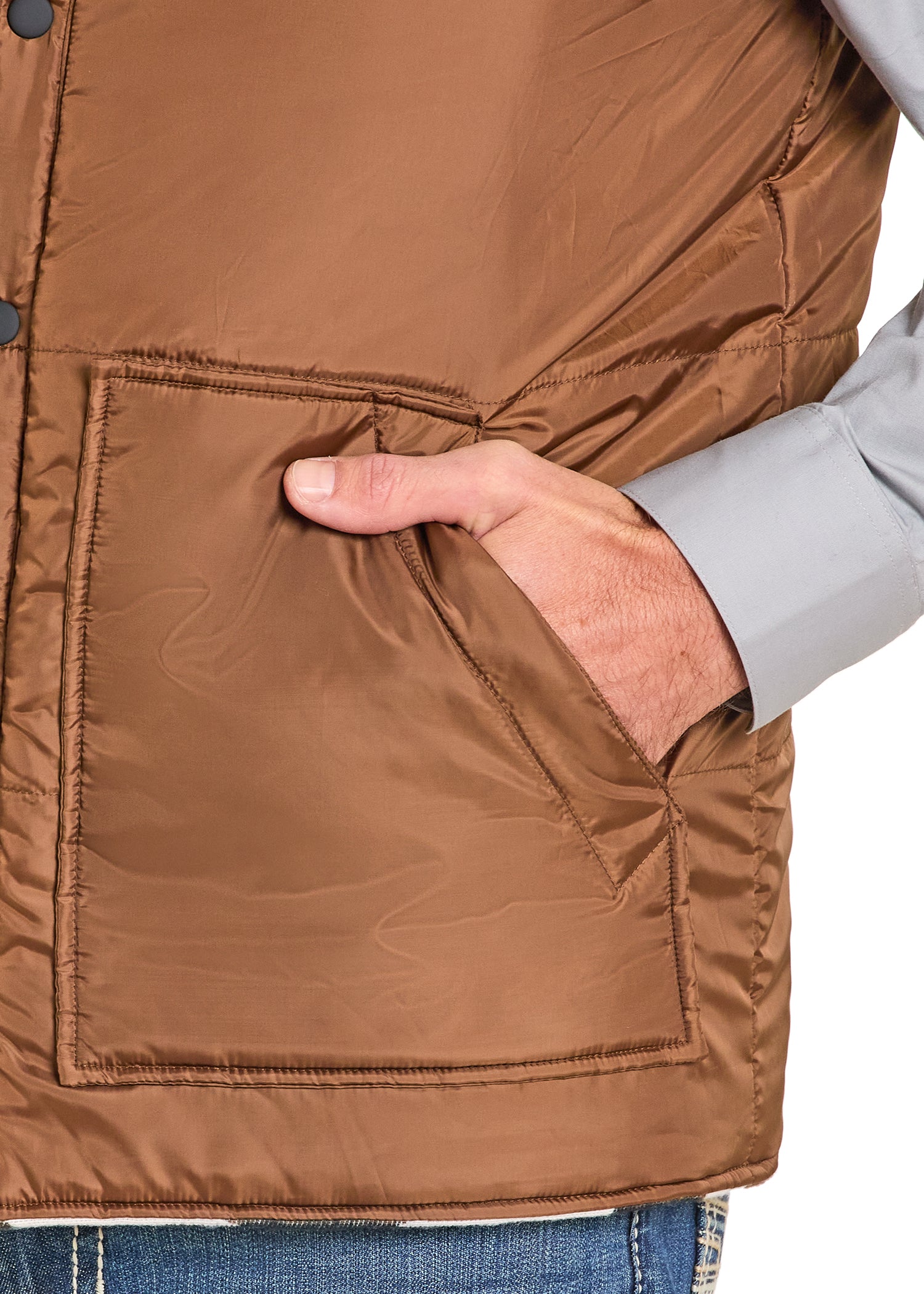 ROCK&ROLL MENS GREY MEN RRJAC AZTEC REVERSIBLE VEST BM98C06716