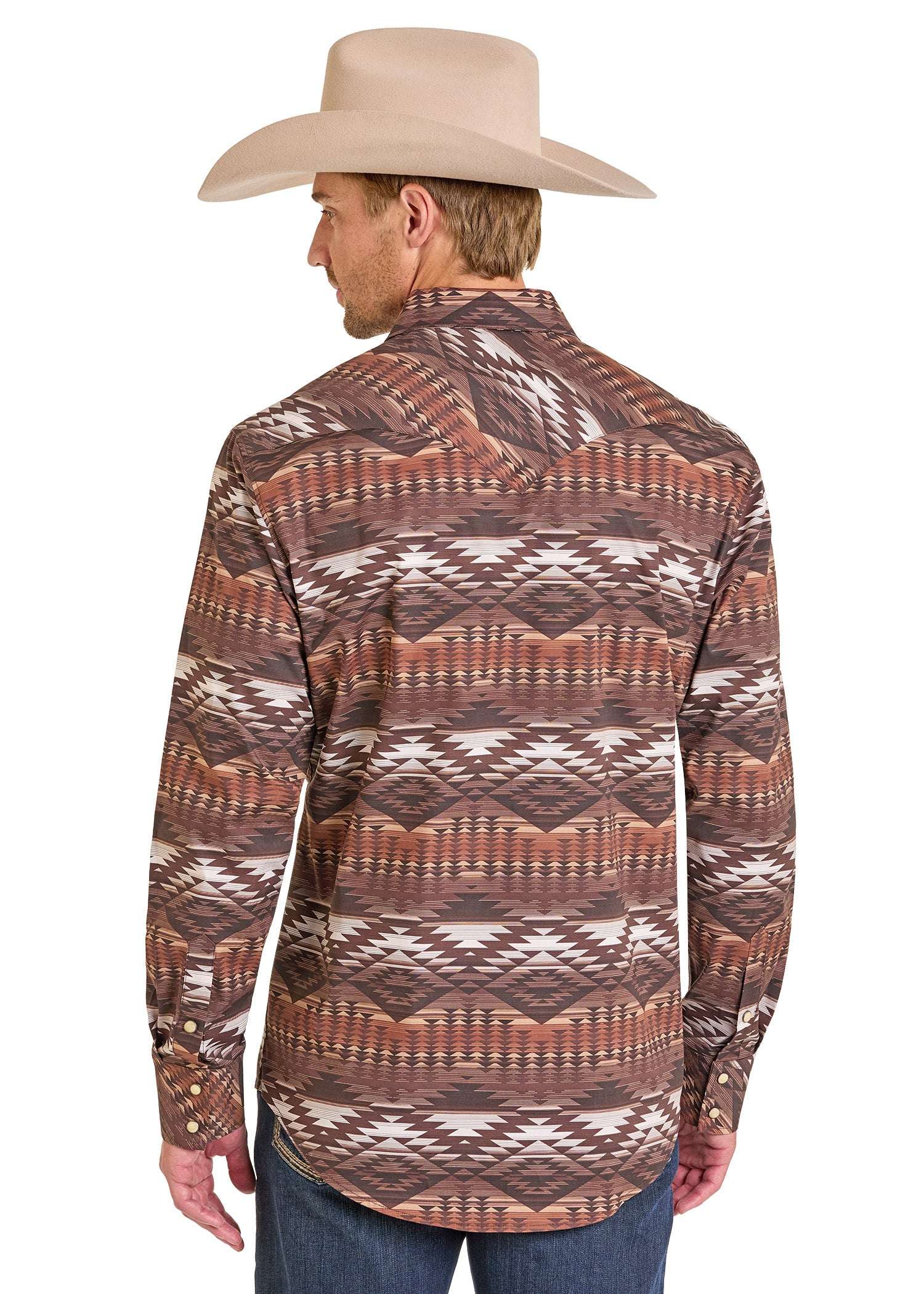 ROCK&ROL MEN’S RR AZTEC PRINT LS SNAP BROWN BMN2S07139 Laherradurawwnc.com