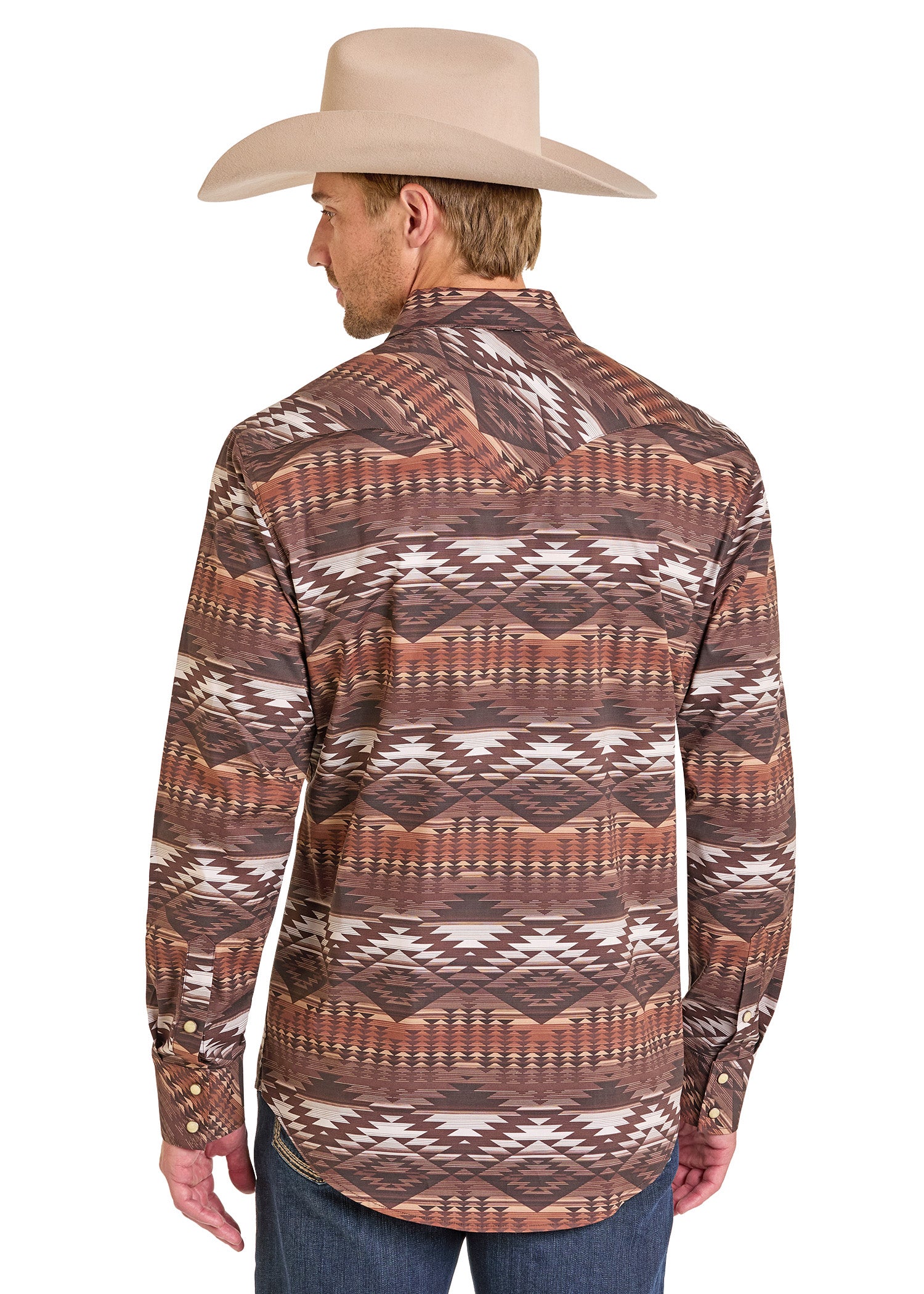ROCK&ROL MEN’S RR AZTEC PRINT LS SNAP BROWN BMN2S07139