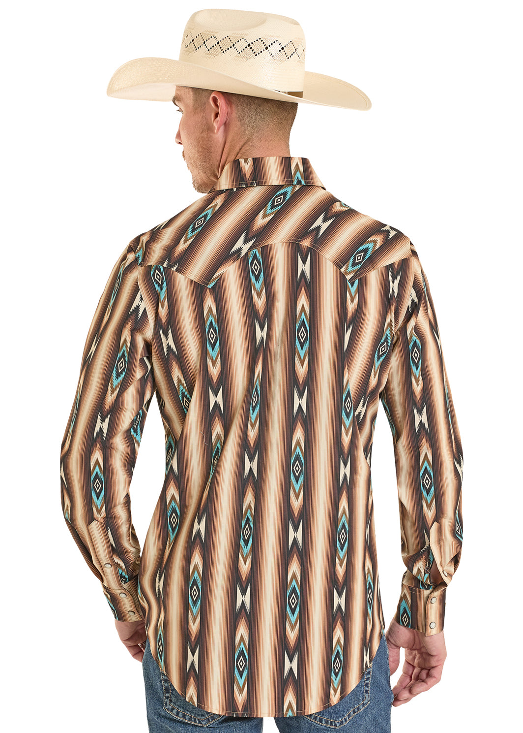ROCK&ROLL LONG SLEEVE DARK BROWN RR AZTEC STRIPE PRINTED BMN2S08304