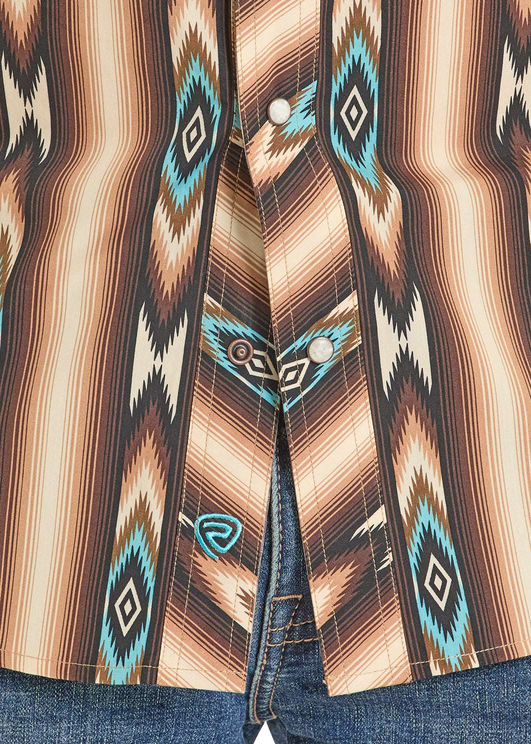 ROCK&ROLL LONG SLEEVE DARK BROWN RR AZTEC STRIPE PRINTED BMN2S08304 Laherradurawwnc.com