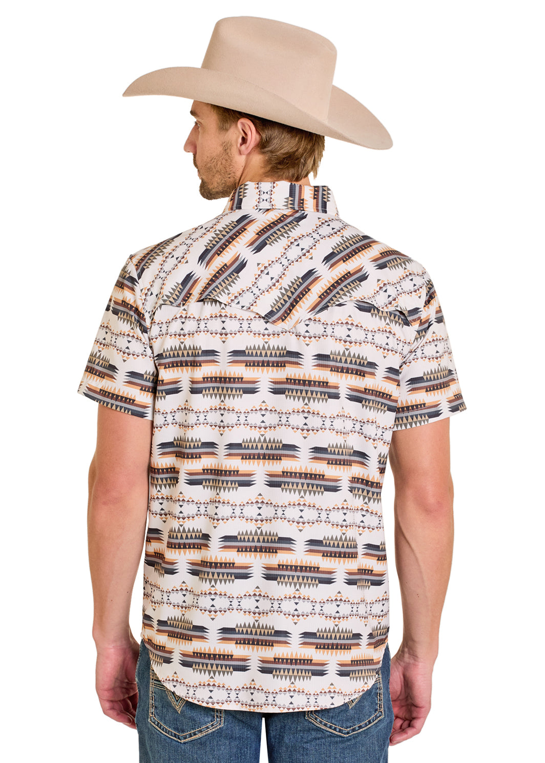 ROCK&ROLL MENS TEK SS AZTEC PRINT SNAP NATURAL BMN3S07664