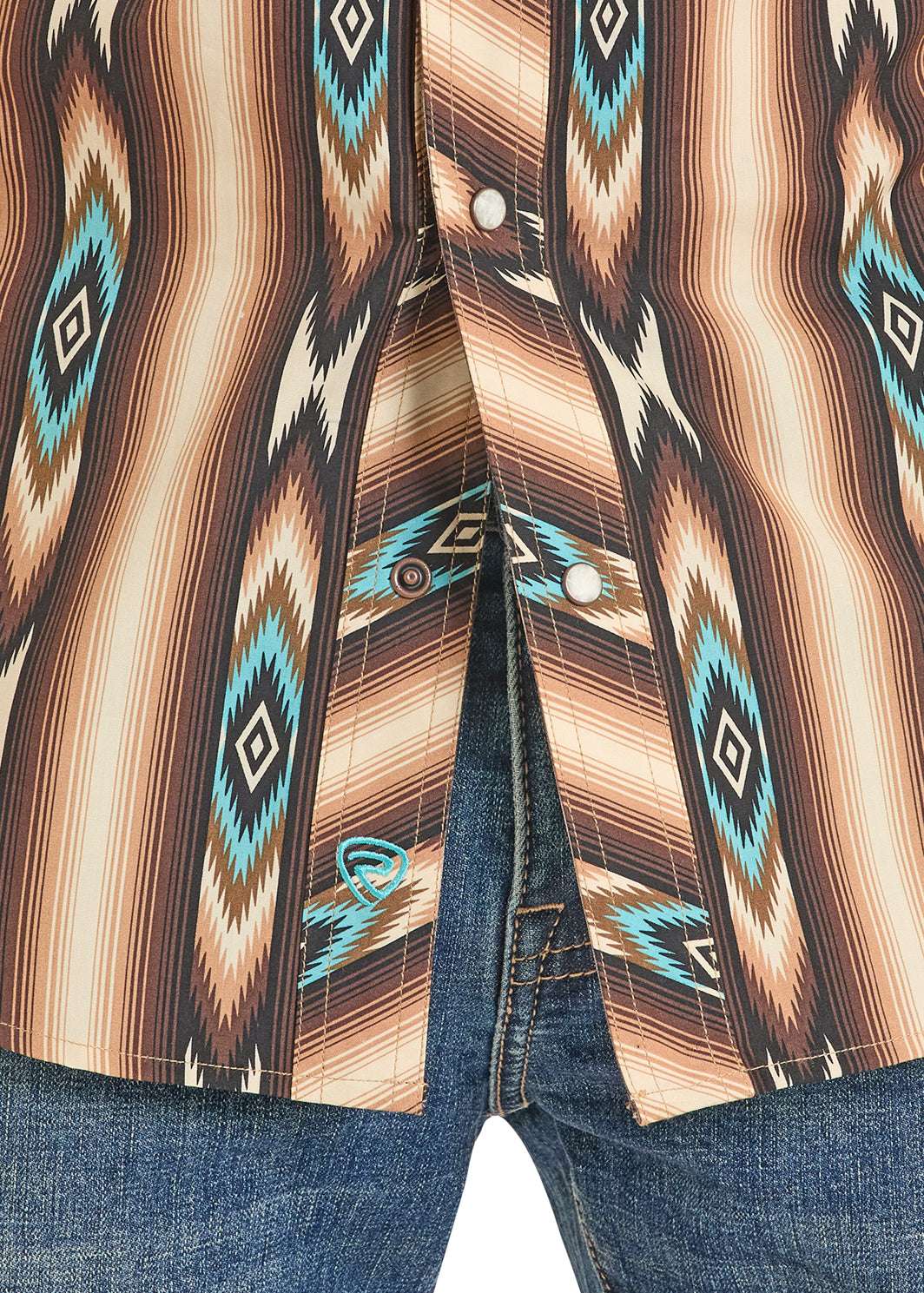 ROCK&ROLL SHIRT MENS AZTEC STRIPE PRINT SHORT DARK BROWN BMN3S08304 Laherradurawwnc.com